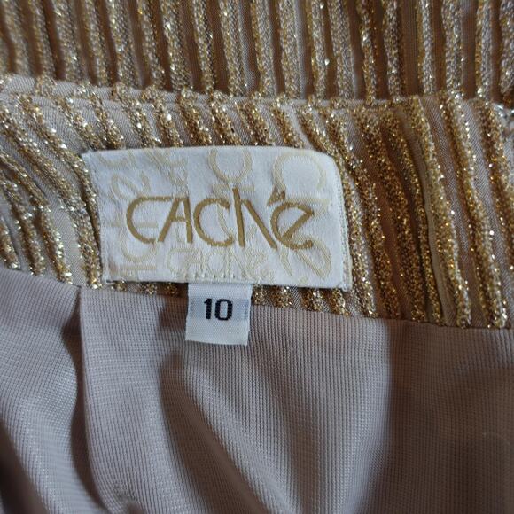 Vintage Cache Skirt Womens Size 10 Gold Metallic Glitter Maxi Evening Party 90s - Picture 2 of 10